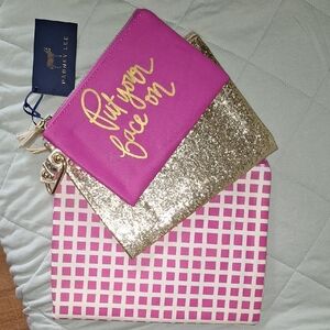 Dabney Lee Pink and Gold Cosmetic Bags Set